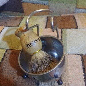  Anbbas 3-in-1 shaving brush set featuring wooden handle brush with badger hair